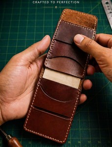 Premium Handmade Genuine Leather <b>Wallet</b> Vintage Brown Candy Pattern Short Daily Use <b>Card</b> <b>Holder</b> with Snap Button <b>for</b> Unisex - Product Image 2
