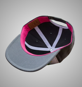 หมวก Snapback สำหรับผู้ชายและผู้หญิง ปักลาย 3 มิติ PYRW สีขาว ขอบสีเทา 6 แผง สไตล์สตรีท ยูนิเซ็กส์ หมวกลำลอง สีชมพู - Product Image 3