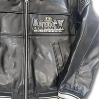 Veste en cuir véritable noire pour aviateur, édition 75e anniversaire, avec broderie lettres, col montant, respirante et coupe-vent