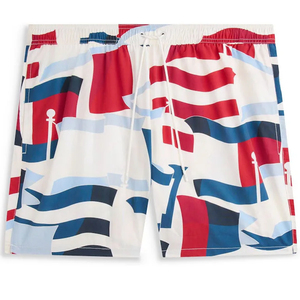 Shorts de Baño para Hombre con Estampado Geométrico, Cintura Media, Cordón Ajustable, Secado Rápido, Estilo Casual - Product Image 1