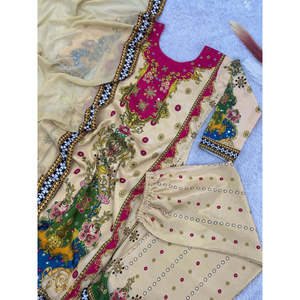 Women's Fancy Suit <b>Set</b> with Beautiful Digital Print and Real <b>Mirror</b> Hand Work - Product Image 5