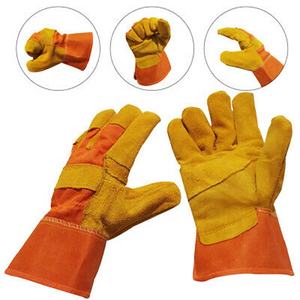 ถุงมือเซฟตี้หนังแยกสีเหลืองที่มีคุณสมบัติกันบาดและป้องกันการกระแทกสำหรับอุตสาหกรรมริกเกอร์งานวิศวกรรมโยธา - Product Image 6