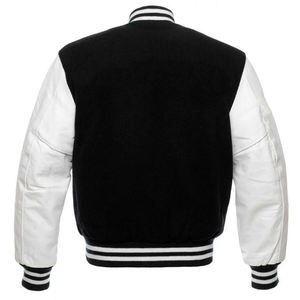 Blouson d'hiver réversible pour homme, noir et blanc, style universitaire, imperméable, en polyester/coton, simple boutonnage, couleur unie, broderie - Product Image 3