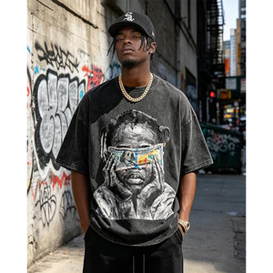 Men Acid Washed <b>Y2K</b> Gothic Vintage Regular Fit Streetwear Eco-Friendly Quick Dry Cotton Short Sleeve T-<b>Shirt</b> Tops - Product Image 3
