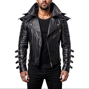 OEM Customized Men's Leather <b>Jackets</b> Stand Collar <b>Waterproof</b> High Quality New Design <b>Winter</b> Street Style Custom Logo - Product Image 1
