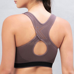 Hauts de yoga pour femmes fabriqués en usine - Design personnalisable, respirant, style simple, maintien élevé, Spandex/Nylon, couleur unie - Product Image 3