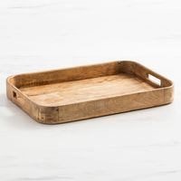 Plateau de service en bois massif fait main, durable, avec poignées latérales, pour le petit-déjeuner, le café, le thé, les collations, décoration de table à manger, style moderne