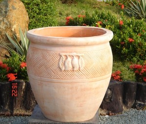 <b>Terracotta</b> Mosaic Round Pot with Hand Carved Finish Eco-Friendly Home & Garden Flower Pots and Planters - Product Image 5