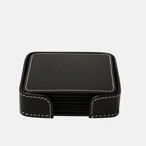 Sous-verres en cuir avec support, sous-verres en cuir de 4 pouces pour boissons, lot de 6 pour la protection des plans de travail - Product Image 4