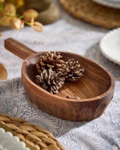 Plateau de service en bois d'acacia poli, style campagnard, avec poignée, le plus vendu, et bol de service en bois pour cadeau d'affaires - Product Image 1