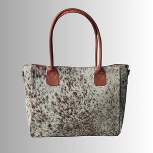 Luxury Hair On Hide Leather <b>Tote</b> <b>Bag</b> Genuine Leather Shoulder <b>Bag</b> <b>Vintage</b> Lightweight Portable <b>Bag</b> - Product Image 2