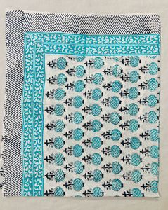 Aqua Blue Cold Colour Floral Printed Cotton <b>Sarong</b> Lightweight Beach <b>Wrap</b> Pareo for Women Light Perfect For Women all Seasons - Product Image 1