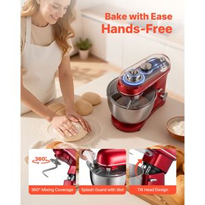 Impastatrice Elettrica da 660W con Ciotola in Acciaio Inox da 8,2QT, 6+ Velocità e Funzione Pulse, Mixer da Cucina per Impasti e Alimenti per Panifici - Product Image 6