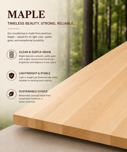 Solid Wood Countertop Rectangular Eased Edge Natural Woodgrain Kitchen Worktop Rustic Style Solid Wood Countertop - Product Image 3