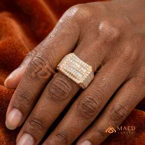 Moissanite <b>Ring</b> <b>Men</b> Hip Hop Rose Gold Plated 925 Sterling Silver Baguette Cluster Luxury Statement <b>Ring</b> Gift - Product Image 4