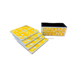 Posavasos Cuadrados Clásicos con Incrustaciones de Hueso, de Madera Natural, Ecológicos y Multifuncionales para Té y Café, para Hogar, Hotel y Restaurante - Product Image 3