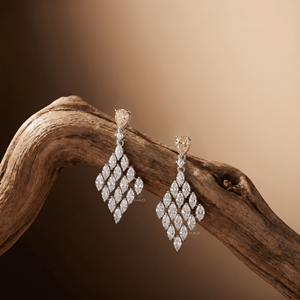 Boucles d'oreilles pendantes en diamant jaune de culture, or blanc, bijoux de luxe, cadeau de mariage pour femme - Product Image 3
