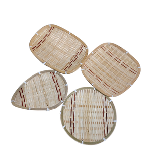 Bamboo Colorful Woven Tray Handmade Vietnam Wholesale Natural Round Oval Serving - Product Image 2