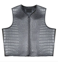Gilet de moto en cuir de crocodile véritable de qualité supérieure, personnalisé, noir, pour club de motards