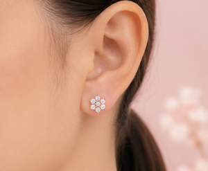 Super September Hot Sale CZ Studded Floral Rose Gold Plated 925 Sterling <b>Silver</b> <b>Stud</b> Earrings Gift for Women Handmade - Product Image 3