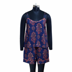 Ensemble de pyjama élégant en coton imprimé pour femme, bretelles spaghetti, collection été-printemps, vente en gros - Product Image 4