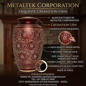 Handcrafted Brass Cremation Urn For Human Ashes Metal Burial Jar Keepsake Urns <b>Memorial</b> Funeral Urns Premium Luxury Quality Urns - Product Image 5