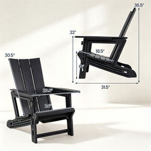 Sedia Adirondack Nera Impermeabile in HDPE con Portabicchieri, Capacità 330 LBS, Sedia Ergonomica da Patio per Uso Esterno - Product Image 4