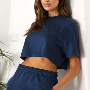 Top Corto Clásico para Mujer, Diseño Holgado, Color Sólido, Tela Ligera, Ideal para Verano y Uso Casual - Product Image 6