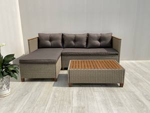 Conjunto de Sofás de Exterior Modernos de Mimbre y Ratán con Estructura de Acero, Madera de Acacia y Cojines de Poliéster para Hotel, Dormitorio, Apartamento, Villa - Product Image 4