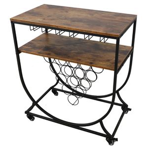 Carrello Portabottiglie con Portabicchieri per Bar Domestico - Product Image 3