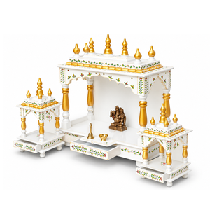 Templo de madera hecho a mano Jodhpur pintado Pooja Ghar Mandapam para adoración sagrada de Diwali Mandir indio-Compre 1 y obtenga 2 cumpleaños gratis - Product Image 4