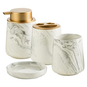 Premium marble <b>set</b> decorative <b>bathroom</b> <b>accessories</b> luxury washroom decor marble bath <b>set</b> marble jar with lid marble <b>set</b> - Product Image 5