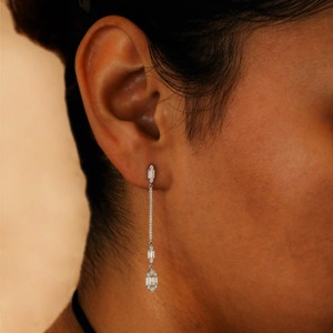 Pendientes de Aro de Oro de 14k con Diamantes, Forma de Campana, Joyería Fina de Lujo Inspirada en el Art Déco, Regalo para Mujer - Product Image 2