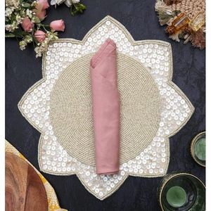 Handcrafted Luxury Round Beaded Placemats for <b>Dining</b> <b>Table</b> Wedding Christmas Party Decor - Product Image 5