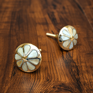 Handcrafted Brass Mother of Pearl <b>Cabinet</b> <b>Knob</b> Round Shell Inlay Drawer Pull Furniture Door Wardrobe Handle Luxury Decor - Product Image 1