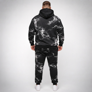 Ensemble survêtement homme personnalisé imprimé, en molleton de coton épais, grande taille, avec sweat à capuche et pantalon de jogging tie-dye - Product Image 4