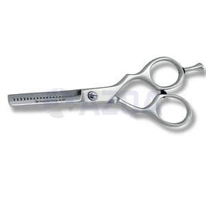 Ciseaux de barbier professionnels pour droitiers avec repose-doigts argenté, outil de coupe de cheveux pour salon de coiffure - Product Image 2