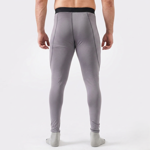 <b>Men's</b> Gray <b>Compression</b> Leggings Full Length Elastic Waist Solid Color Spandex Nylon Athletic <b>Tights</b> - Product Image 5