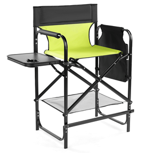 Sedia da regista alta 26 pollici con poggiapiedi, sedia pieghevole portatile da campeggio con portabicchieri e tavolino laterale contenitore - Product Image 1