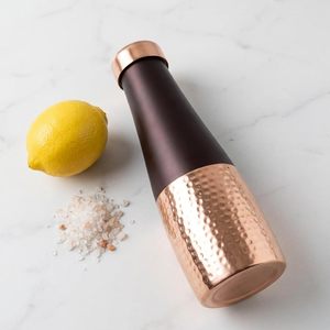 Botella de Agua de Cobre Puro con Mandala Grabado |   Botella Cónica de Dos Tonos en Bronce y Cobre con Tapa - Product Image 3