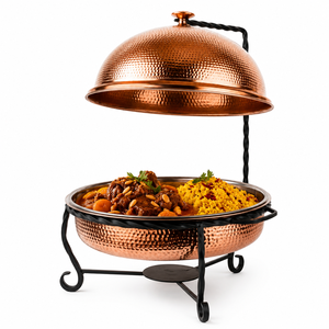 Hammered <b>Copper</b> Hanging Chafing Dish Buffet Food Warmer with Dome Lid Hotel Catering Restaurant OEM ODM Manufacturer - Product Image 1