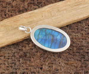 Pendentif en labradorite naturelle sculptée vintage en gros, bijoux en argent sterling 925, pierres précieuses, breloques fleurs artisanales à reflets bleus - Product Image 5
