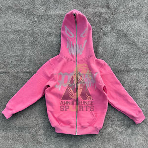 Sweat à capuche zippé avec strass et logo personnalisé unisexe pour hommes imprimé 100% coton Vente en gros de vêtements de ville d'hiver Fabricant - Product Image 4