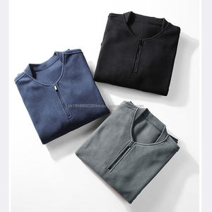 Sweat-shirt à logo personnalisé pour hommes, col ras du cou en velours épais polaire, nouveau pull à manches longues 14 quarts à la mode avec fermeture éclair - Product Image 5