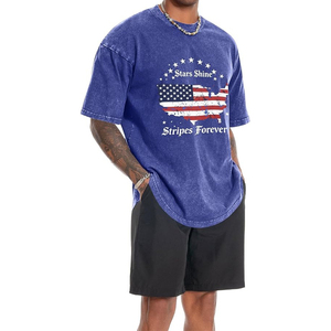 T-shirt vintage 100% coton, impression logo personnalisée, grammage lourd, style streetwear, effet délavé, coupe ample pour homme - Product Image 5