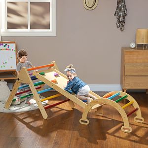 Set Triangolo di Pikler 5 in 1 Multicolore in Legno per Bambini 18-48 Mesi, per Strutture da Arrampicata e Giochi al Chiuso - Product Image 2