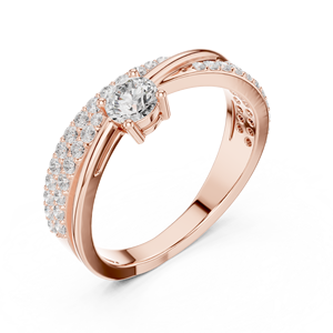 Bague de fiançailles en or rose 18 carats, élégante et luxueuse, avec diamant de laboratoire taille brillant rond de 1 carat, pour anniversaire de mariage - Product Image 2
