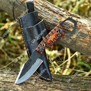 มีดสกินเนอร์เหล็กกล้าคาร์บอนสูง 1095 คมกริบ ตีขึ้นรูปด้วยมือ พร้อมรูสำหรับนิ้วมือ เหมาะสำหรับการล่าสัตว์ ตั้งแคมป์ พกพาประจำวัน  พร้อมปลอกมีดไม้ปักก้า ตัวเลือกที่ดีที่สุดสำหรับเป็นของขวัญ - Product Image 5