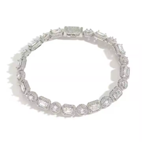 Collier Evanex en moissanite VVS, design baguette, serti de diamants, pour homme et femme, en argent 925, plaqué or rhodié 18 carats, bijoux de luxe
