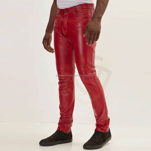 กางเกงหนังผู้ชายดีไซน์สวยที่สุด แบบเรียบ มีกระเป๋า ทรงตรง - Product Image 3